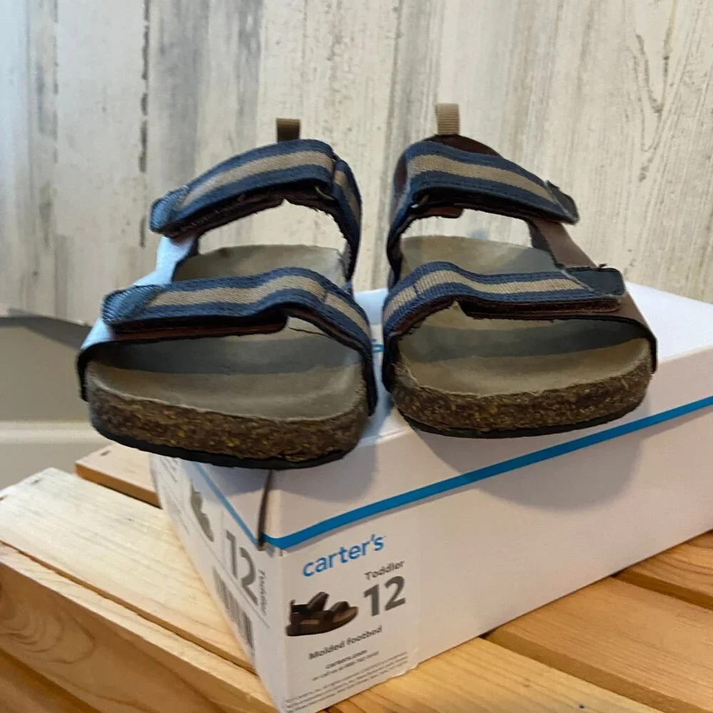 Carters Toddler Boys Size 12 Molded Footbed Sandals Hook/Loop Close